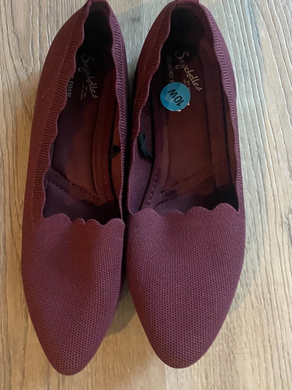 Seychelles Women's Scalloped Edge Slip-on Maroon Flats 10W!